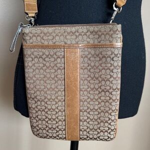 Coach Beige and Brown Patterned Crossbody Bag